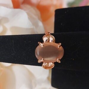 Cats Eye Glass Rose Gold Fashion Ring - Size 7 1/2